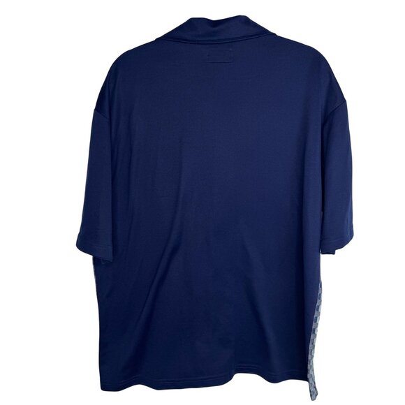 VTG bc ethic Lounge Mens XL Blue Geometric‎ Bowling Shirt 3 Star Brand USA - Picture 6 of 9